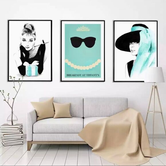 🎁 RARE 3 PC SET Audrey Hepburn Breakfast at Tiffany’s print collection Office - Picture 1 of 8